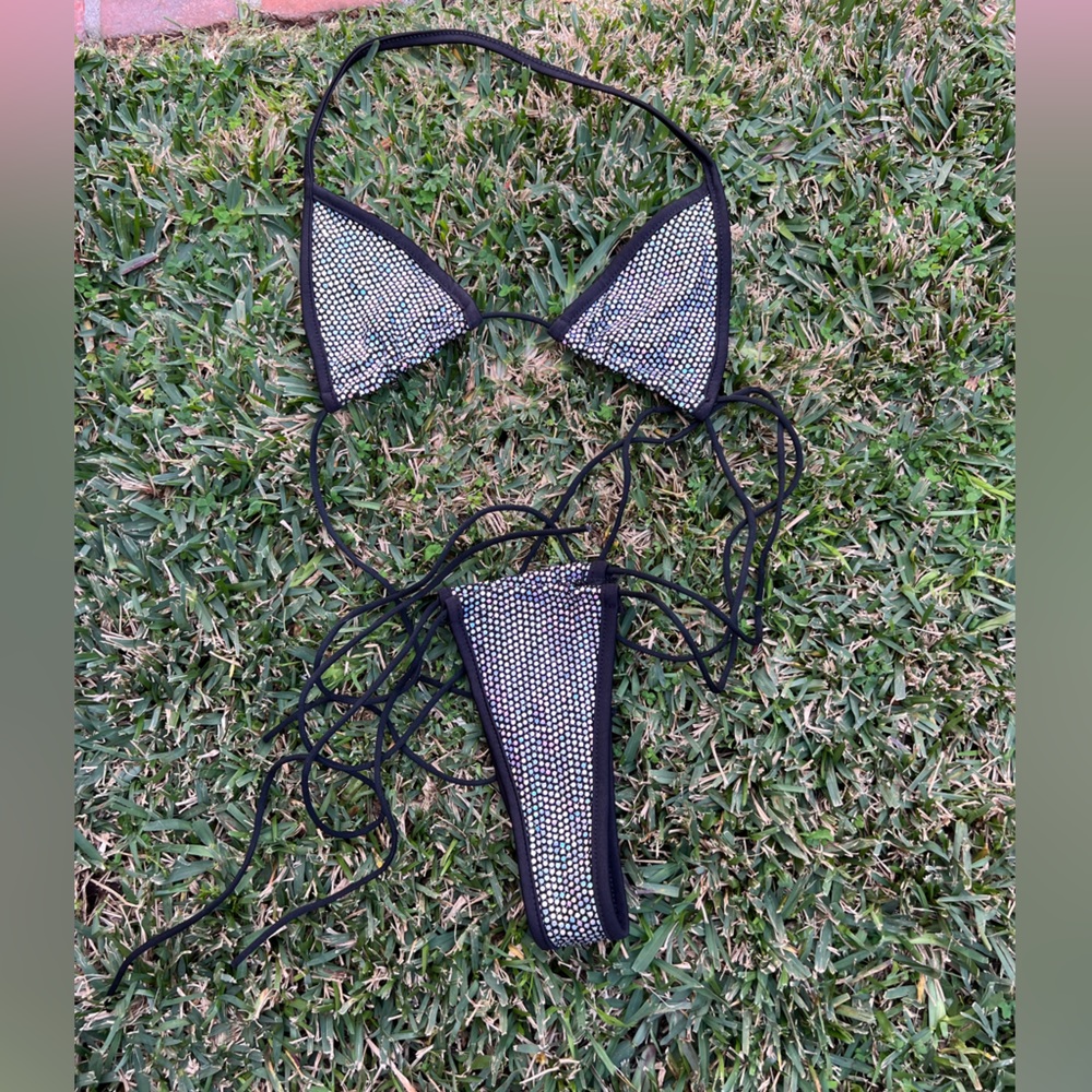 Xl Sequin Black String Bikini - image 2